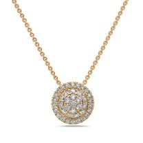 18K Yellow Gold Round Pave Diamond Pendant