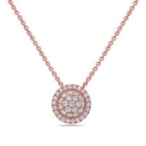 18K Rose Gold Round Diamond Pave Cluster Pendant