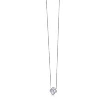 18K White Gold Round Diamond Clover Pendant