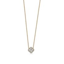 18K Yellow Gold Round Diamond Clover Pendant
