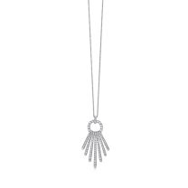 18K White Gold Round Diamond Circle Fringe Pendant