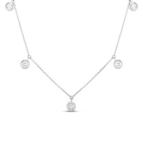 18" Long 5-Stone Round Diamond Bezel Necklace