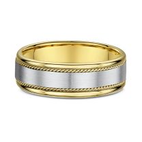Men's two tone wedding band with twisted accent