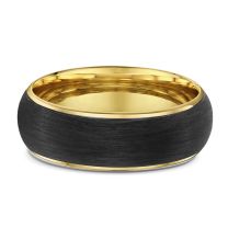 Men's yellow gold ring with carbon fiber