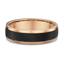 Men's rose gold wedding band with carbon fiber