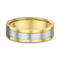 Men's grooved two tone wedding band