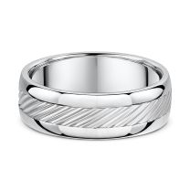Men's white gold carved wedding band