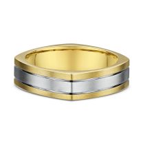 Men's squared two tone wedding band