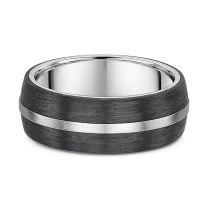 Men's carbon fiber and white gold ring