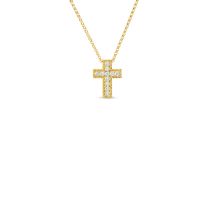 "Princess" Round Diamond Cross Pendant