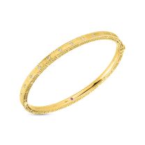 3.8mm wide Engraved "Princess" Round Diamond Bangle Bracelet