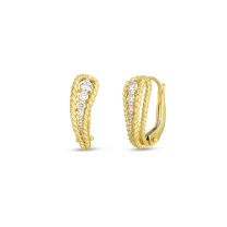 Huggie "Byzantine Barocco" Leaver Back Round Diamond Earrings