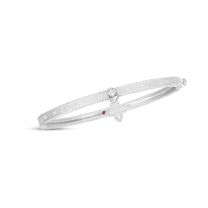 Round Diamond "Princess Flower" Hinged Bangle Bracelet