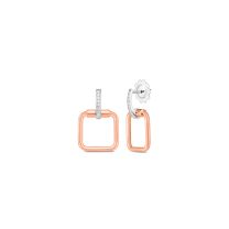Round Diamond "Classic Parisienne" Square Earrings