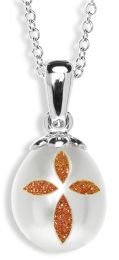 Fresh Water "Bible Pearl" Pendant, with a Yellow Created Diamond Crystal Cross