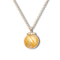 "Tulip" Carved Peach Fresh Water Pearl Pendant