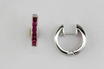 18K White Gold Ruby Huggie Earrings