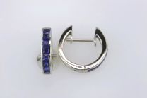 18K White Gold Sapphire Huggie Earrings