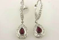 18K White Gold Halo Leaver Back Earrings