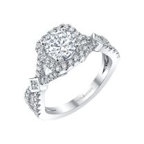 Twisted Cushion Halo Diamond Engagement Ring