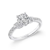 18K White Gold Round Diamond 3-Stone Shared Prong Engagement Ring