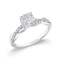 18K White Gold Round Diamond Twisted Engagement Ring