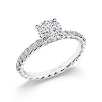 18K White Gold Round Diamond Twist Engagement Ring