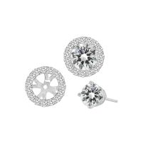 18K White Gold Round Round Diamond Earing Jackets
