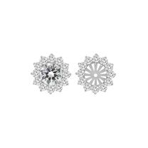 18K White Gold Round Round Diamond Earing Jackets