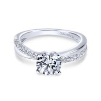 14K White Gold Round Twisted Diamond Engagement Ring