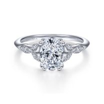 4K White Gold Oval Diamond Engagement Ring