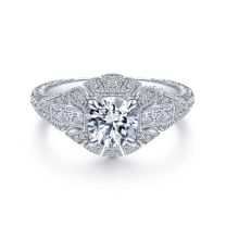 14K White Gold Round Diamond Engagement Ring