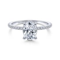14K White Gold Oval Halo Diamond Engagement Ring