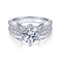 14K White Gold Round Diamond Contemporary Engagement Ring