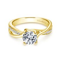 14K Yellow Gold Round Bypass Diamond Engagement Ring
