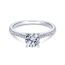 14K White Gold Shared Prong Diamond Engagement Ring