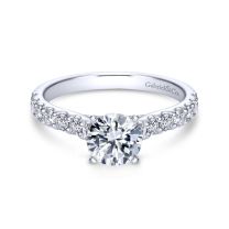 14K White Gold Shared Prong Diamond Engagement Ring