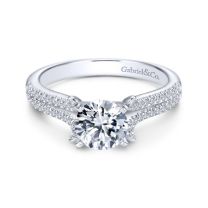 14K White Gold Round Split Shank Diamond Engagement Ring