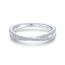 14K White Gold Round Diamond "Cross Over" Ring