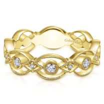 14K Yellow Gold Bezel Set Round Diamond Ring