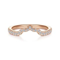 14K Rose Gold Round Diamond Shadow Wedding Ring