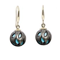 "Galatea" Carved Turquoise Pearl Earrings