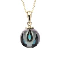 "Galatea" Carved Turquoise Pearl Pendant
