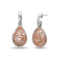 Sterling silver and 18 karat rose gold Ivy Lace drop earrings.