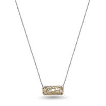Sterling Silver and 18 karat yellow gold Ivy Lace bar necklace.  
