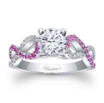 Pink Sapphire and Diamond Infinity Style Engagement Ring