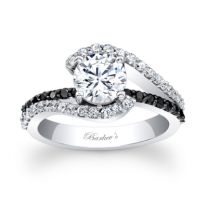 Shared Prong Black Diamond Engagement Ring