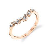 18 karat rose gold chevron diamond wedding band