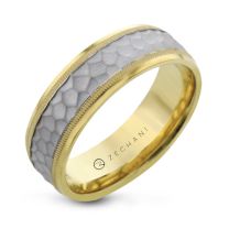 14K White/Yellow Gold 7mm wide Wedding Band