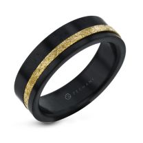 Black Zirconium/14K Yellow Gold 7mm wide Inlayed Wedding Band